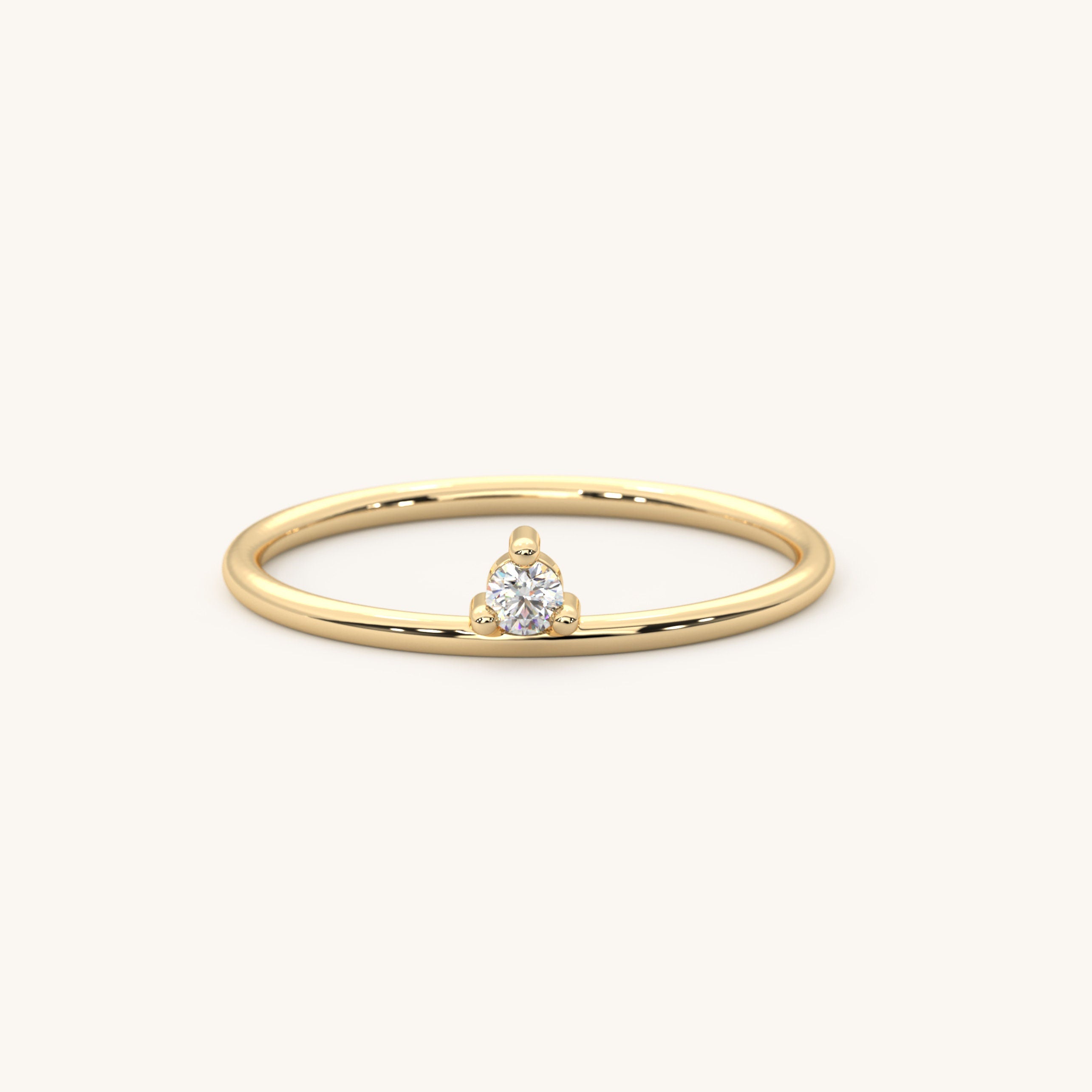 Floating CZ Diamond on Minimalist Round Band