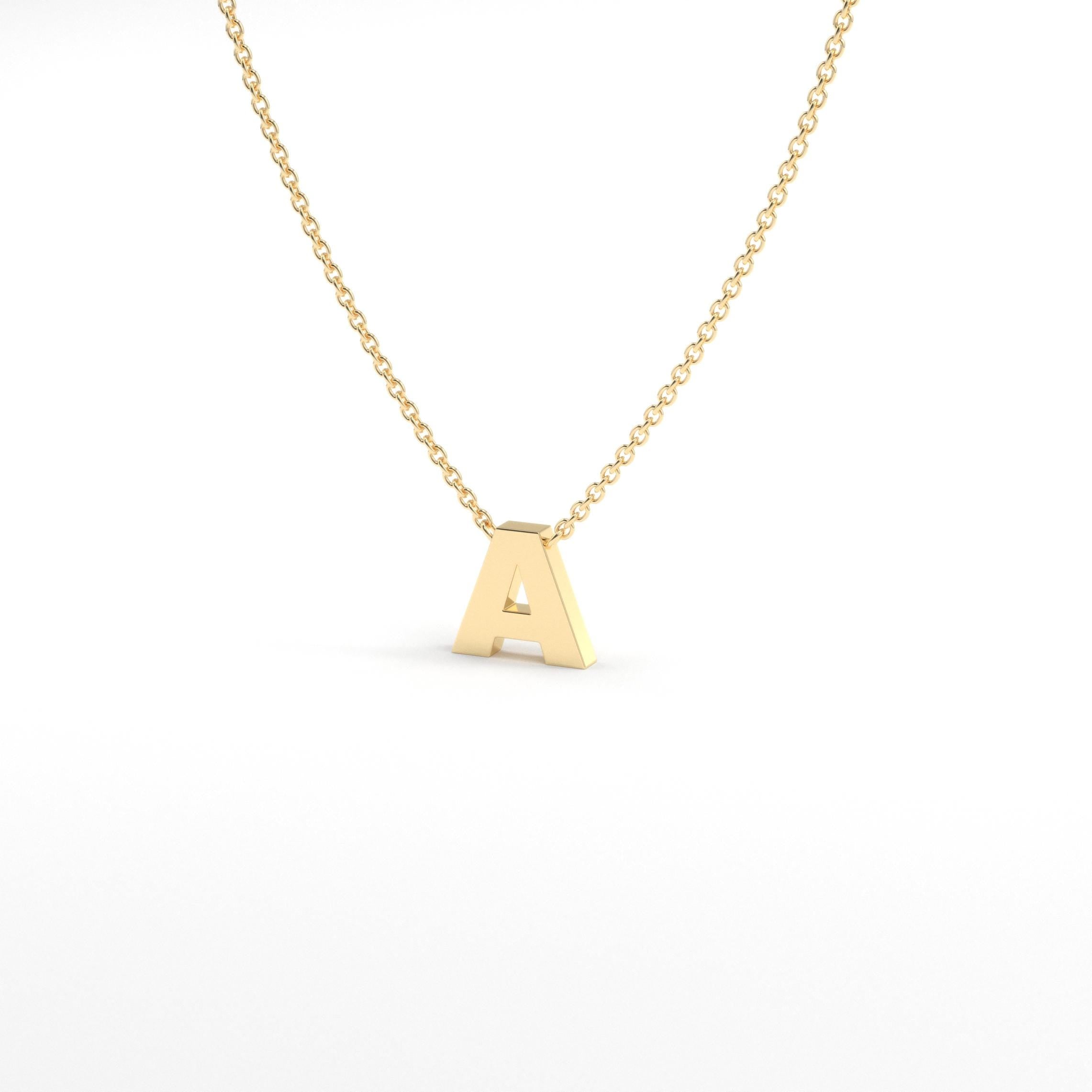 14k Gold Initial Necklace Personalized Pendant