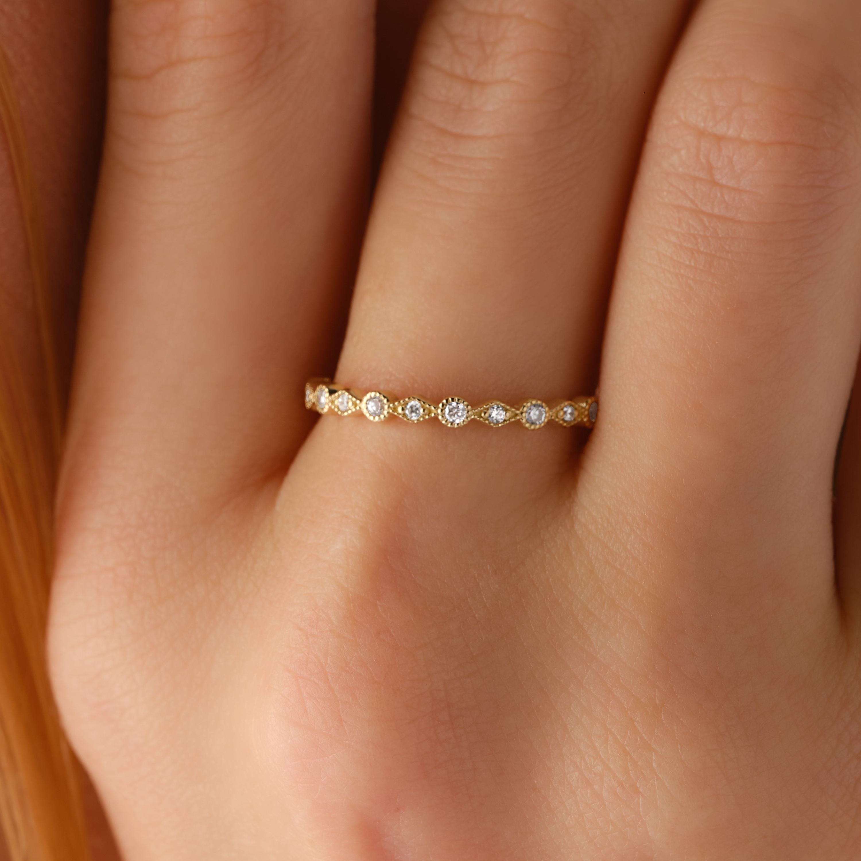 Half Eternity Gold Bezel Wedding Ring