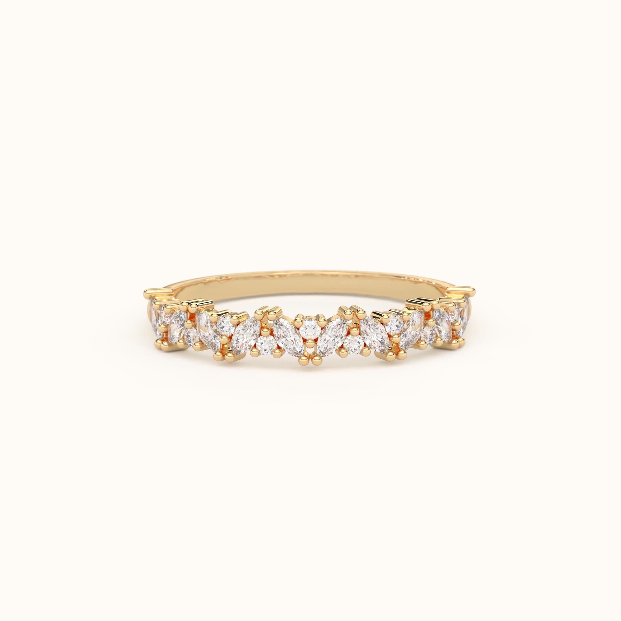 Solid Gold Marquise Diamond Ring