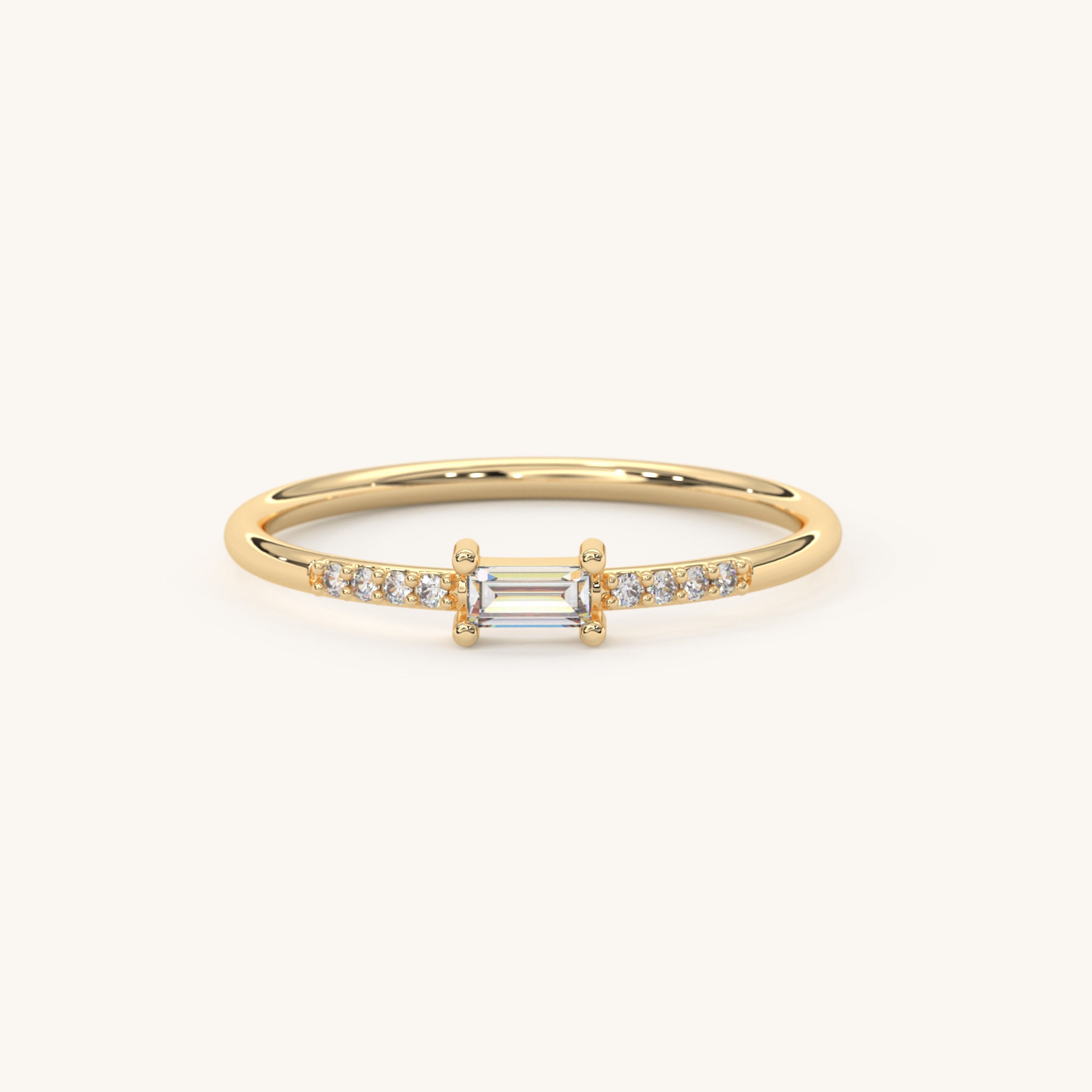 Baguette Diamond Solid Gold Ring