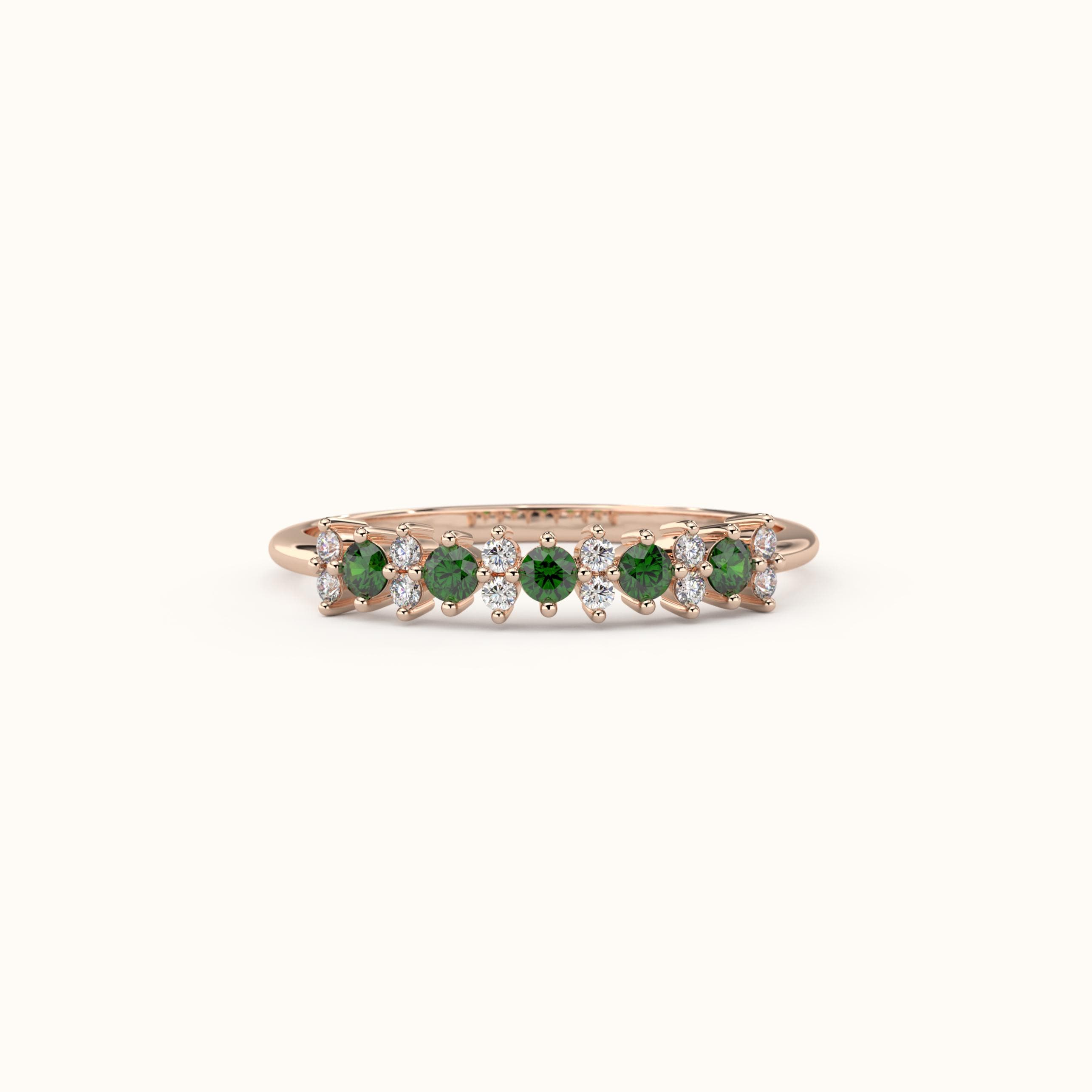 Emerald Engagement Ring Solid Gold Stacking Band