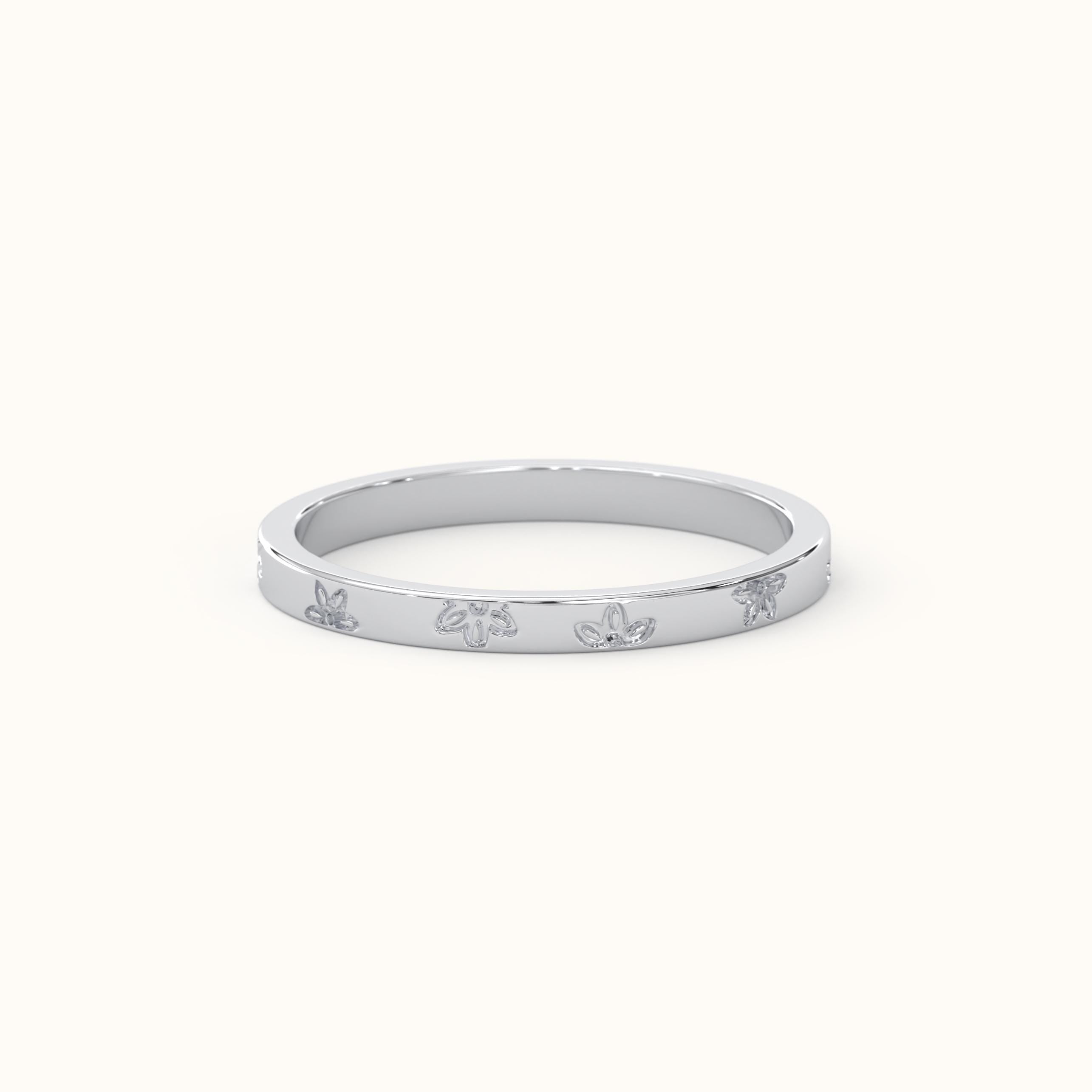 Solid Gold Floral Band Solid Gold Ring Comfort Fit