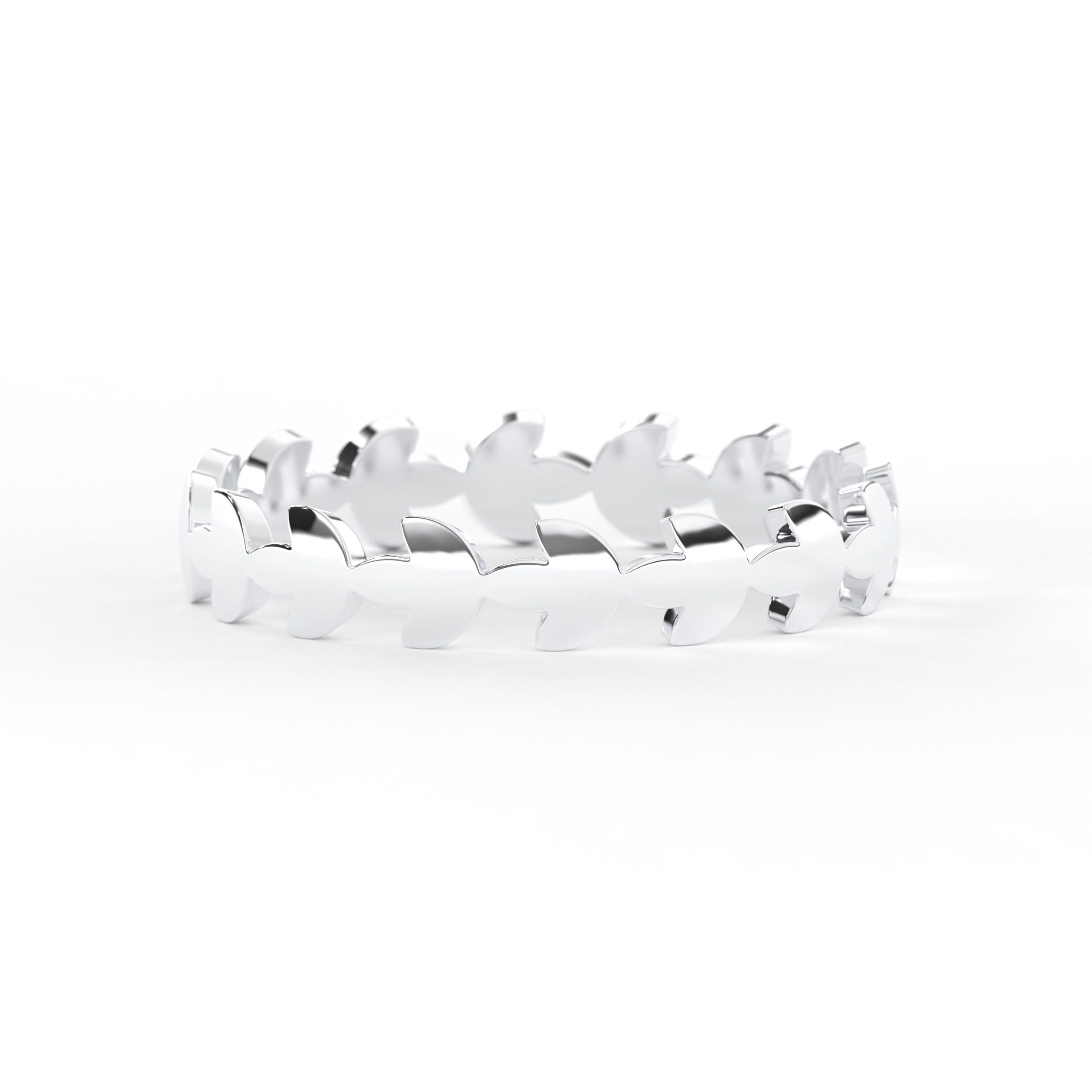 Handmade Vine Pattern Stackable Gold Ring