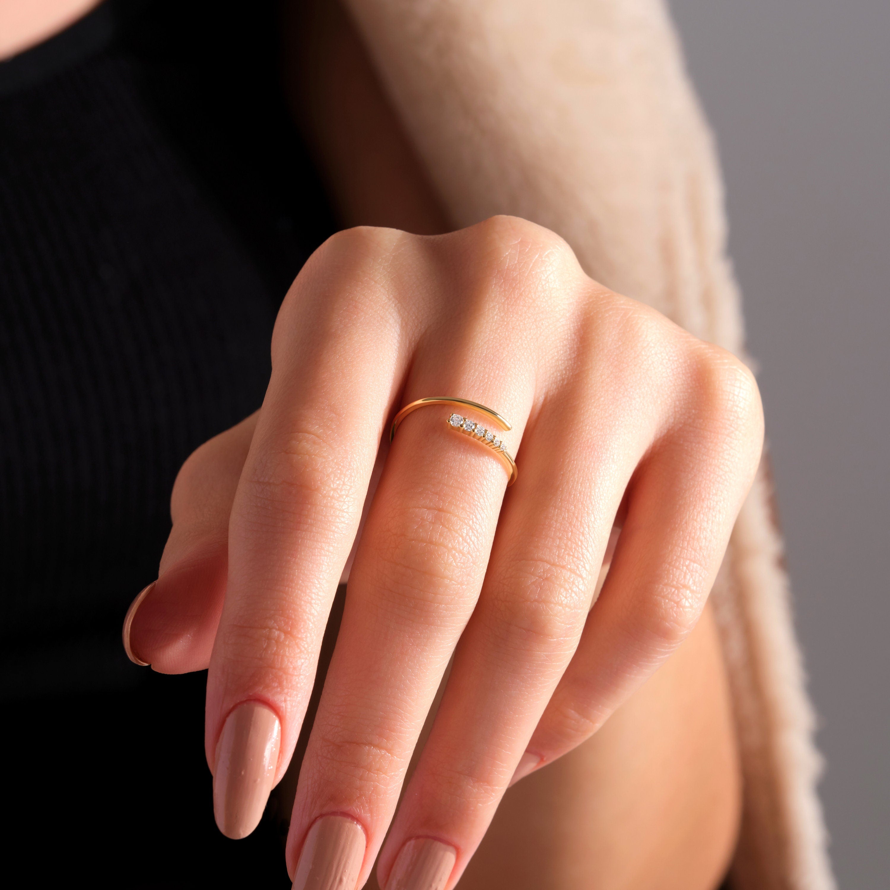 Gold Spiral Ring Solid Gold Cuff Band