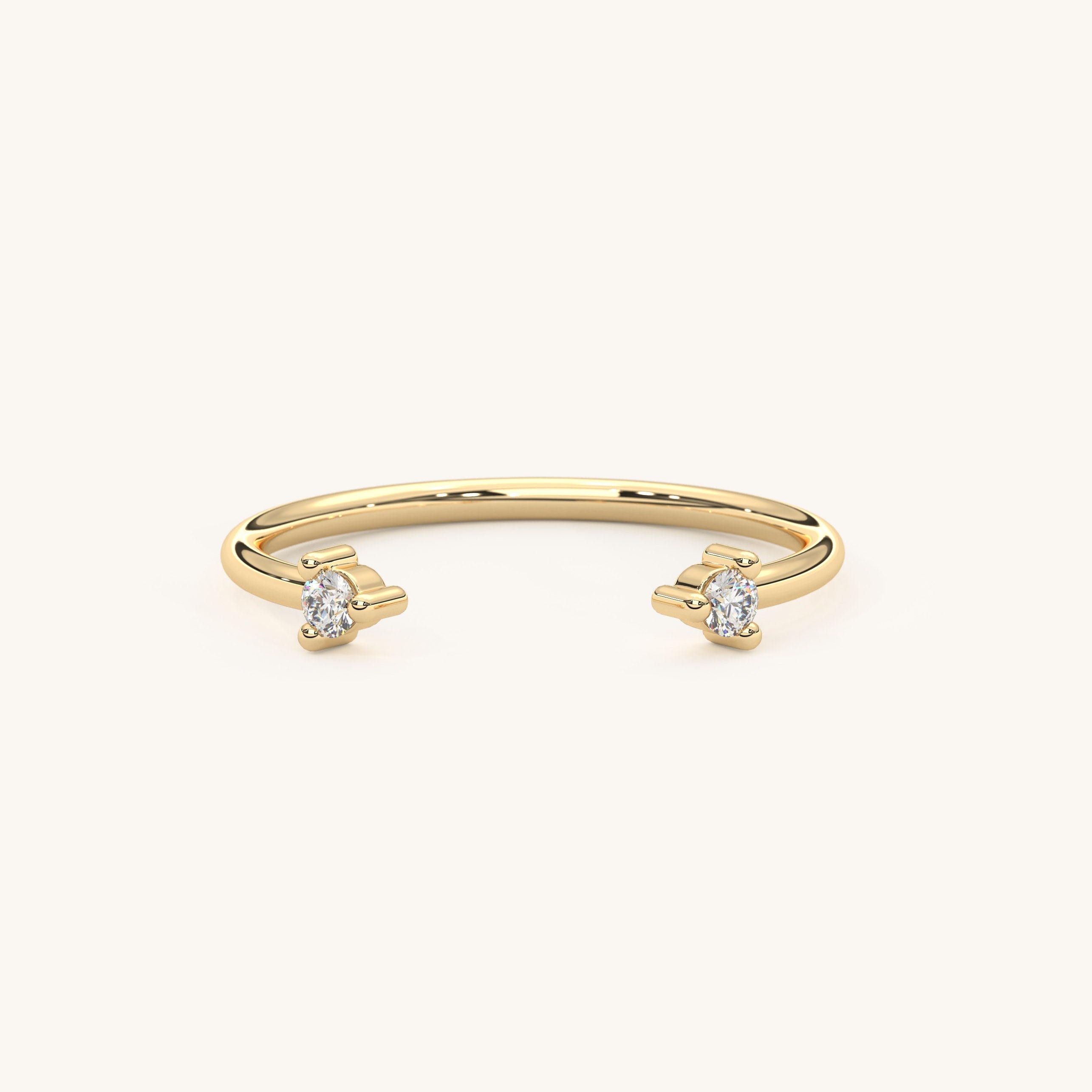 Diamond Cuff Ring Open Design Petite Band