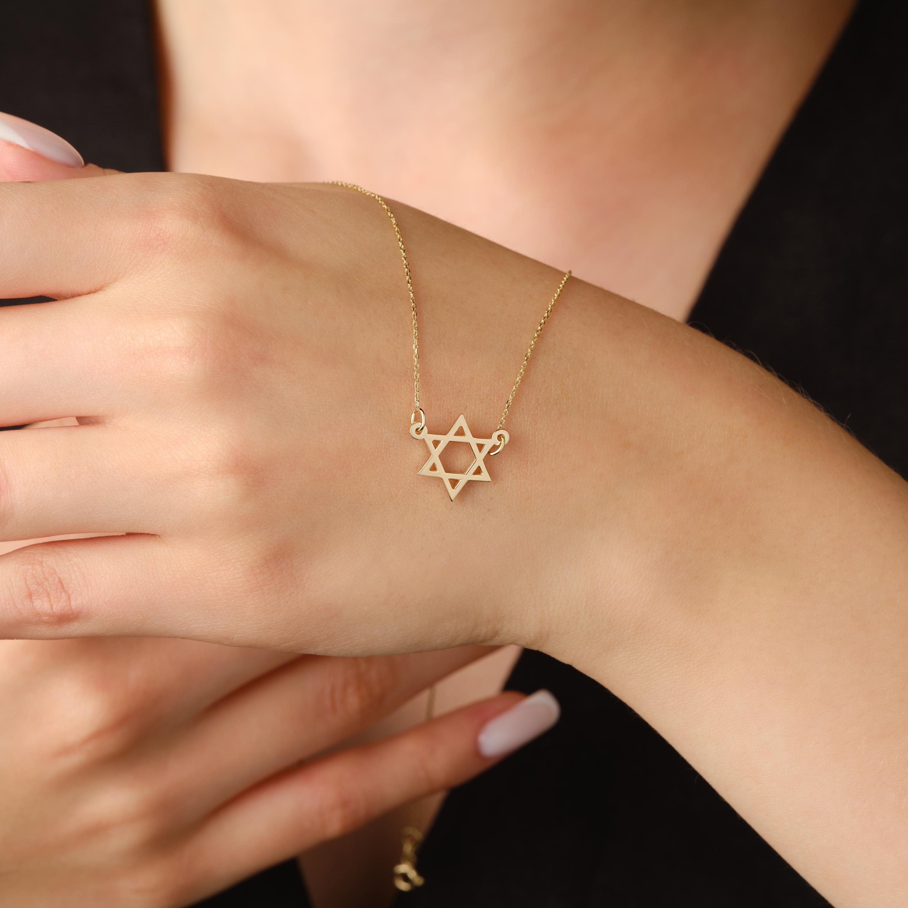 Star of David Necklace Solid Gold Pendant Dainty Jewish Jewelry