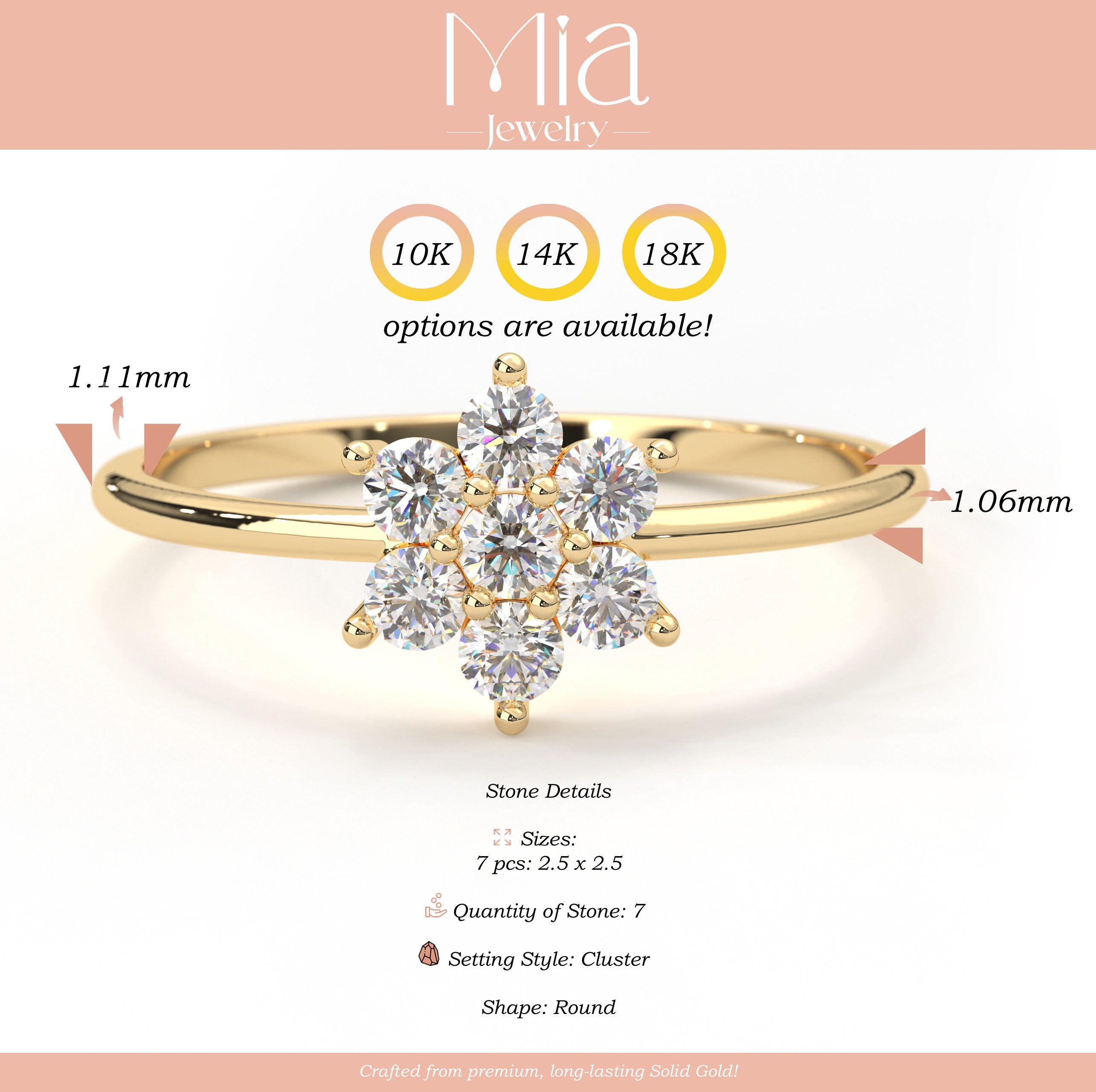 Dainty Diamond Daisy Ring