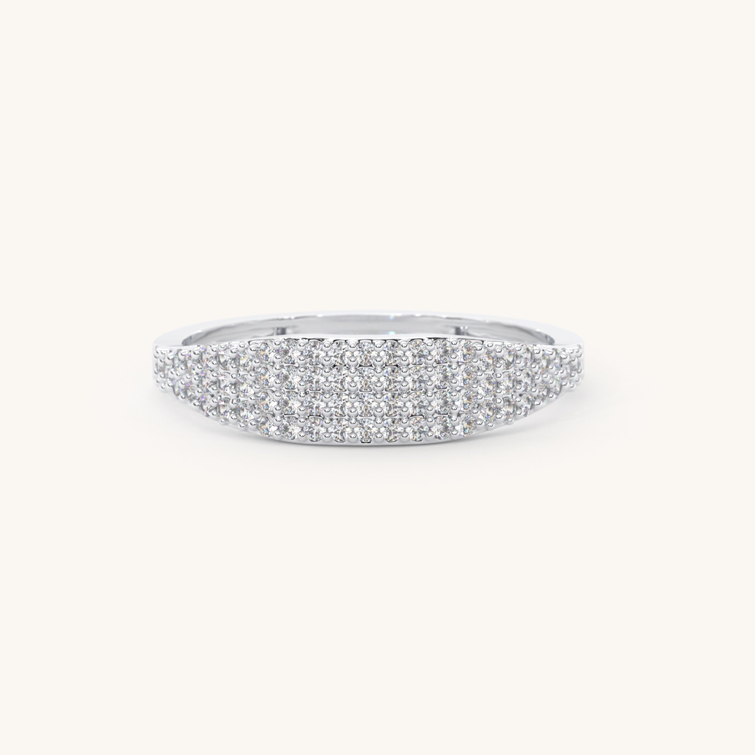 Pave Diamond Solid Gold Delicate Sparkling Band