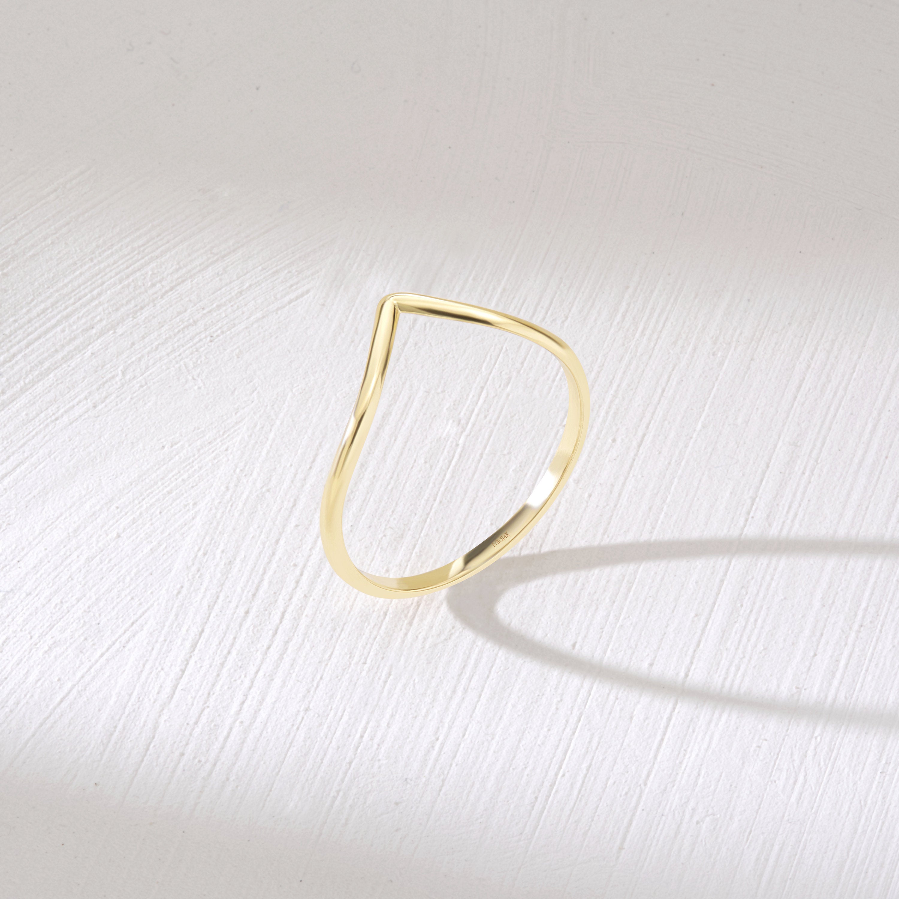 14k Gold V Ring Solid Gold Chevron Band