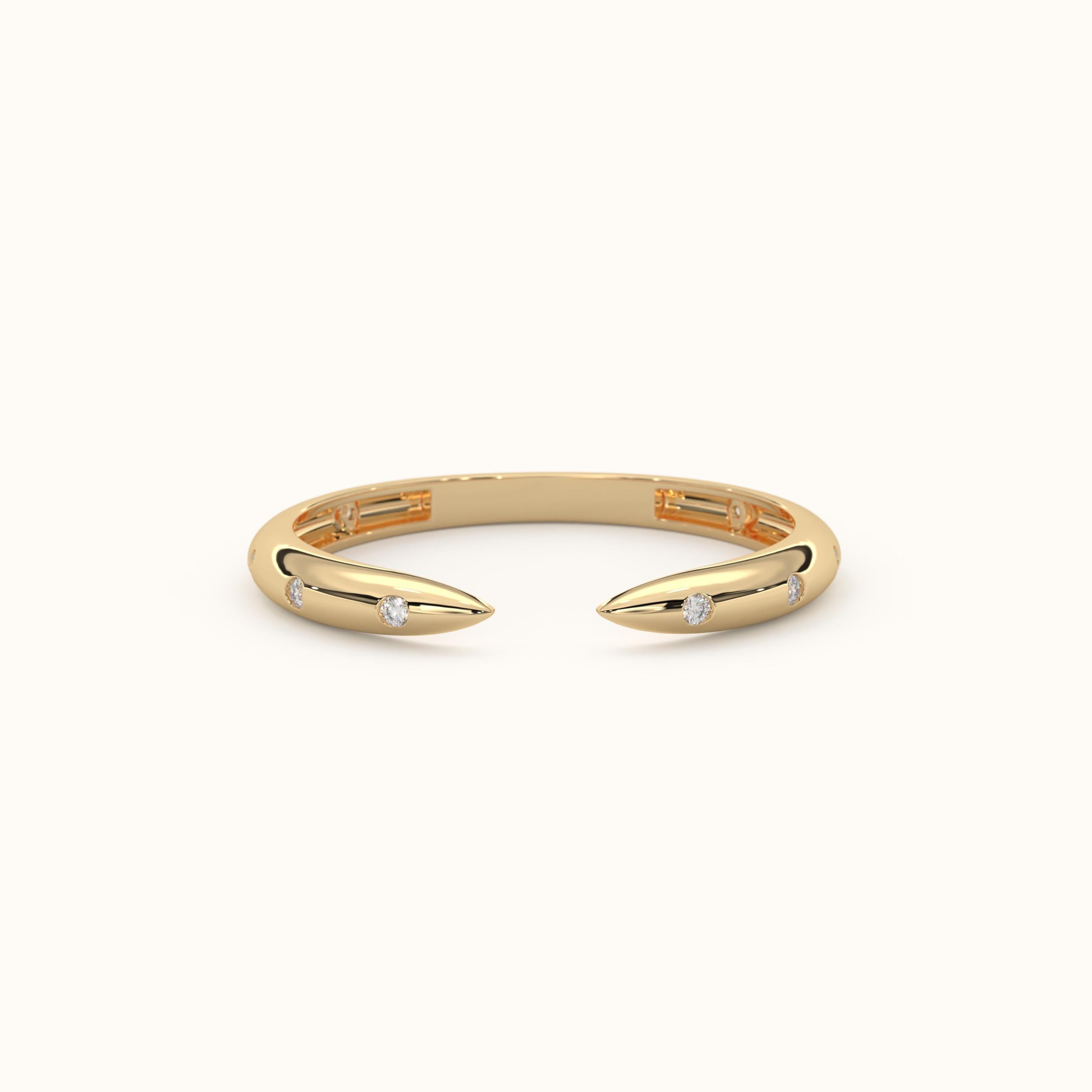 Diamond Open Ring Stackable Solid Gold Band