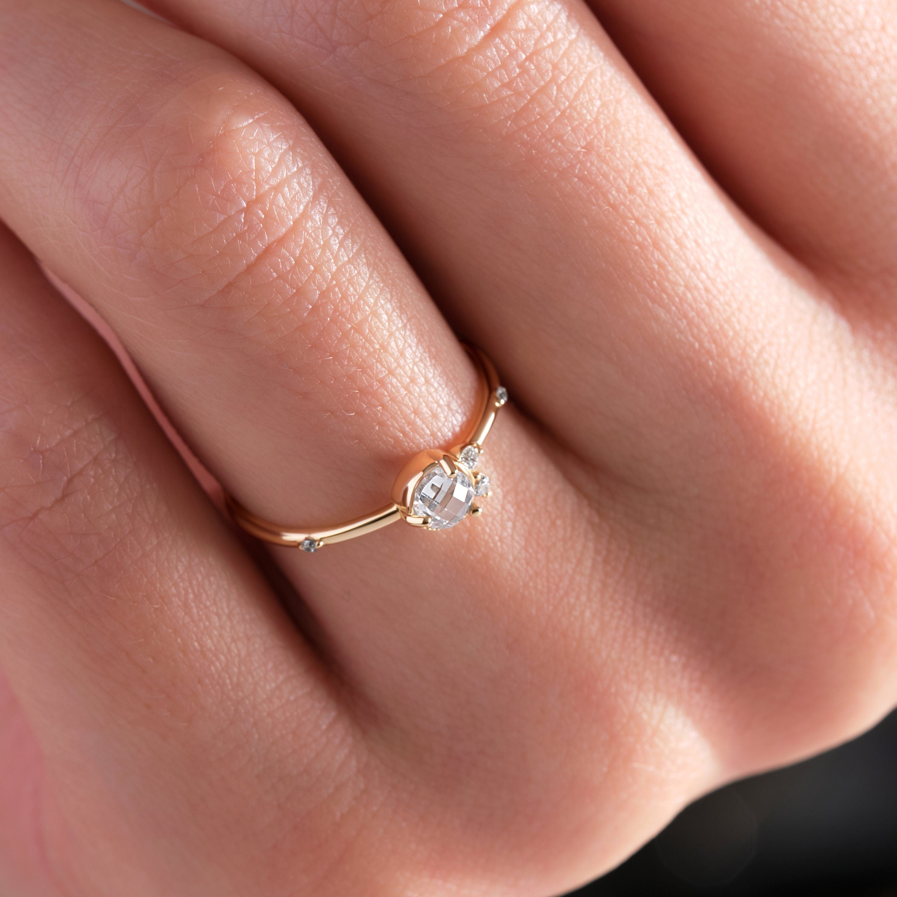 Bezel Set Multi Stone Bubble Diamond Ring