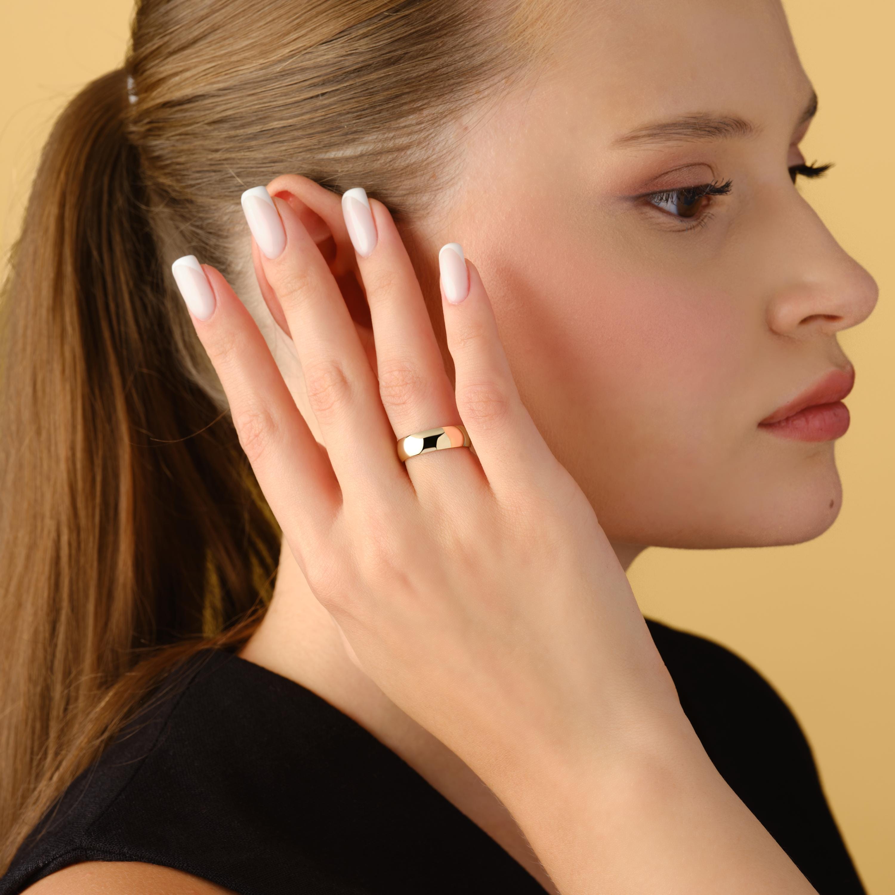 Unisex 6mm Wedding Band Solid Gold