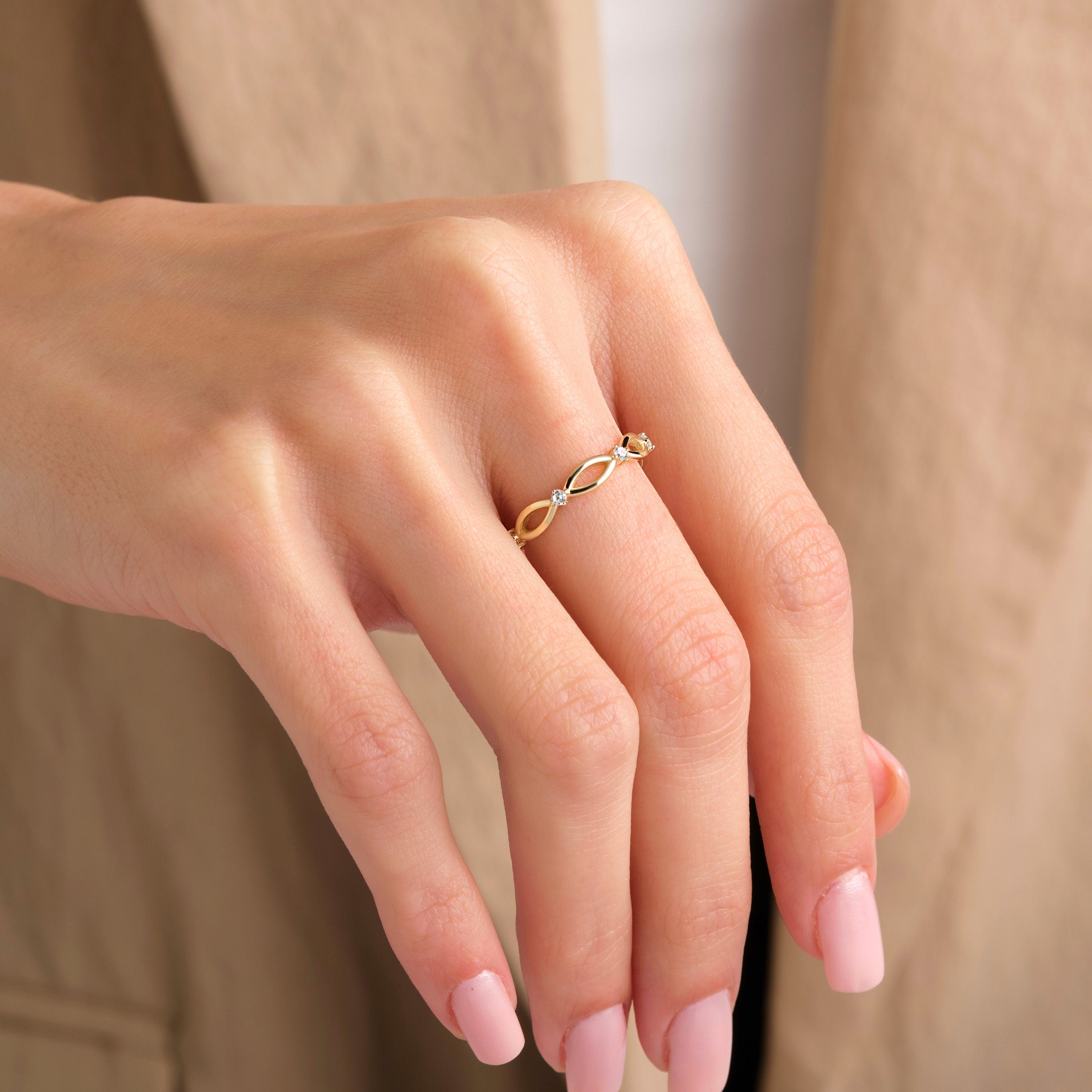 Solid Gold Wedding Band Half Eternity Diamond Ring