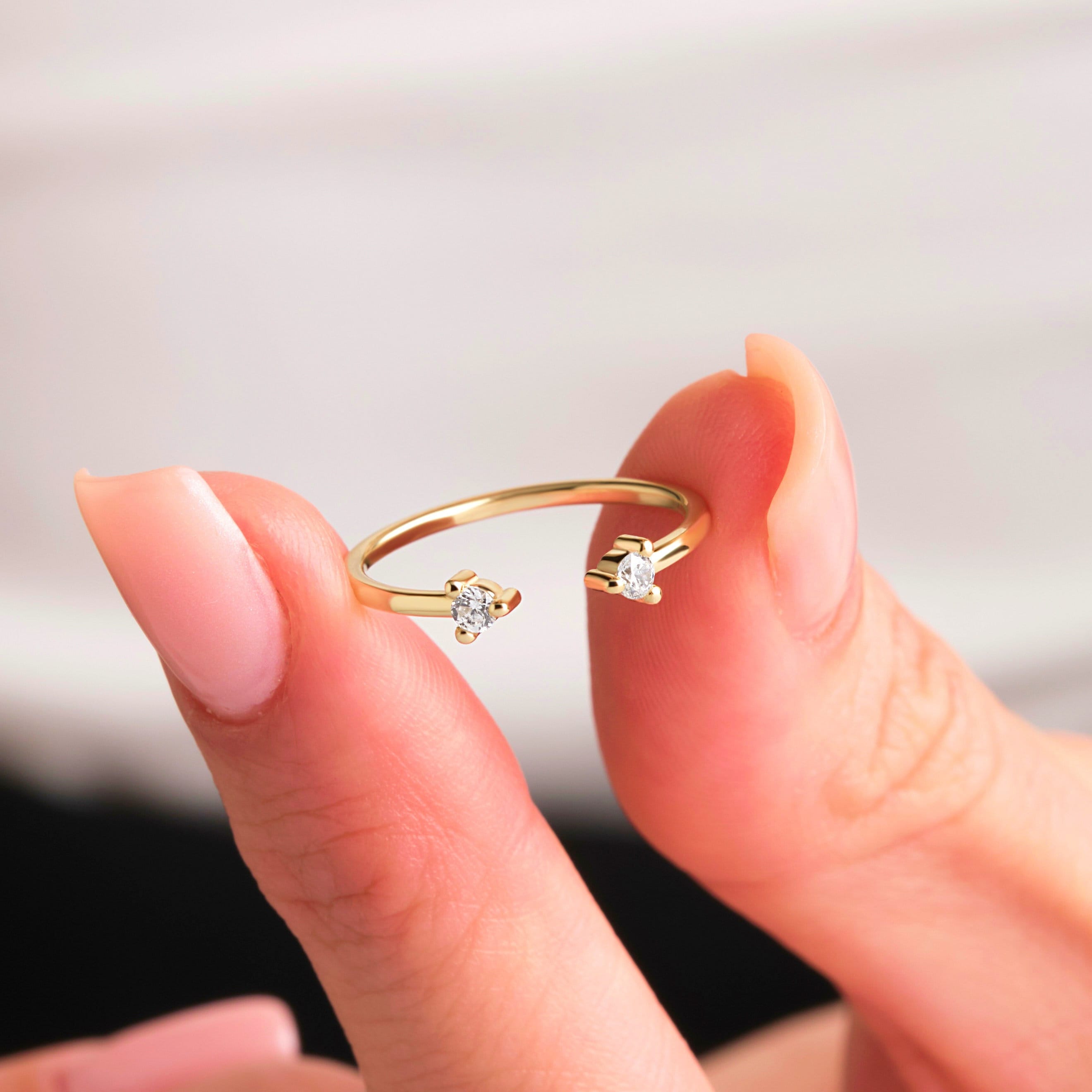 Diamond Cuff Ring Open Design Petite Band