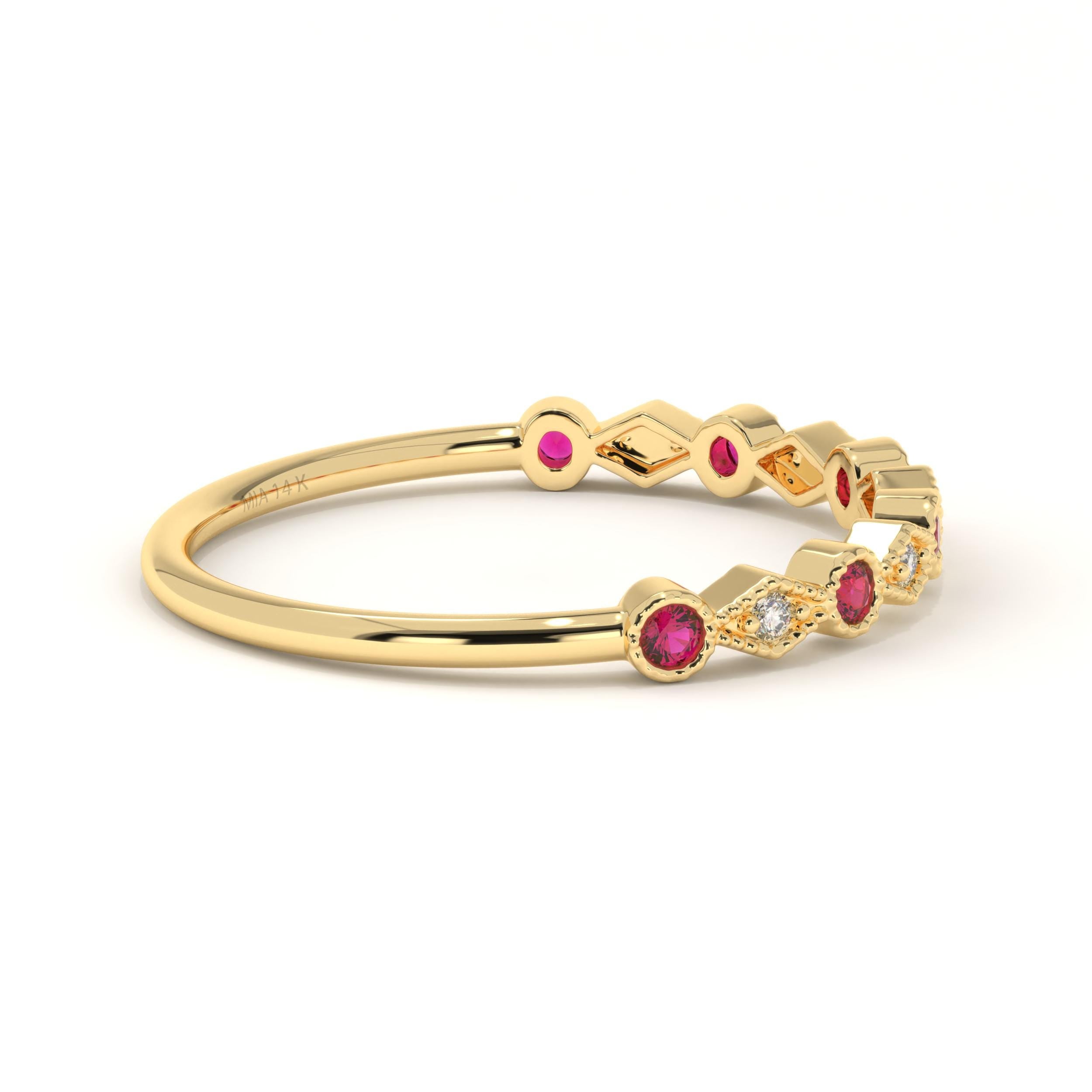 Solid Gold Ruby Ring Dainty Bezel Setting