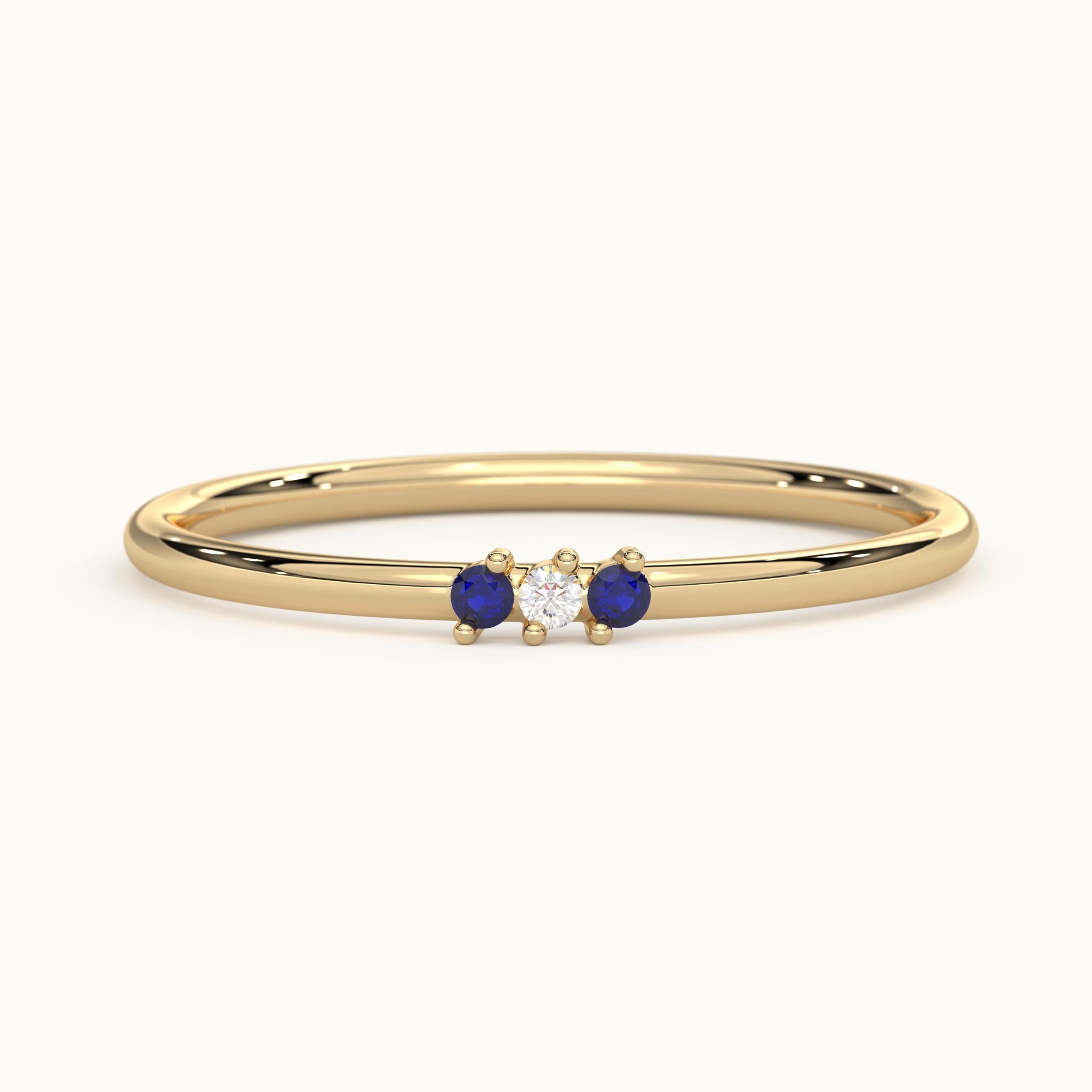 Solid Gold Stacking Sapphire Ring