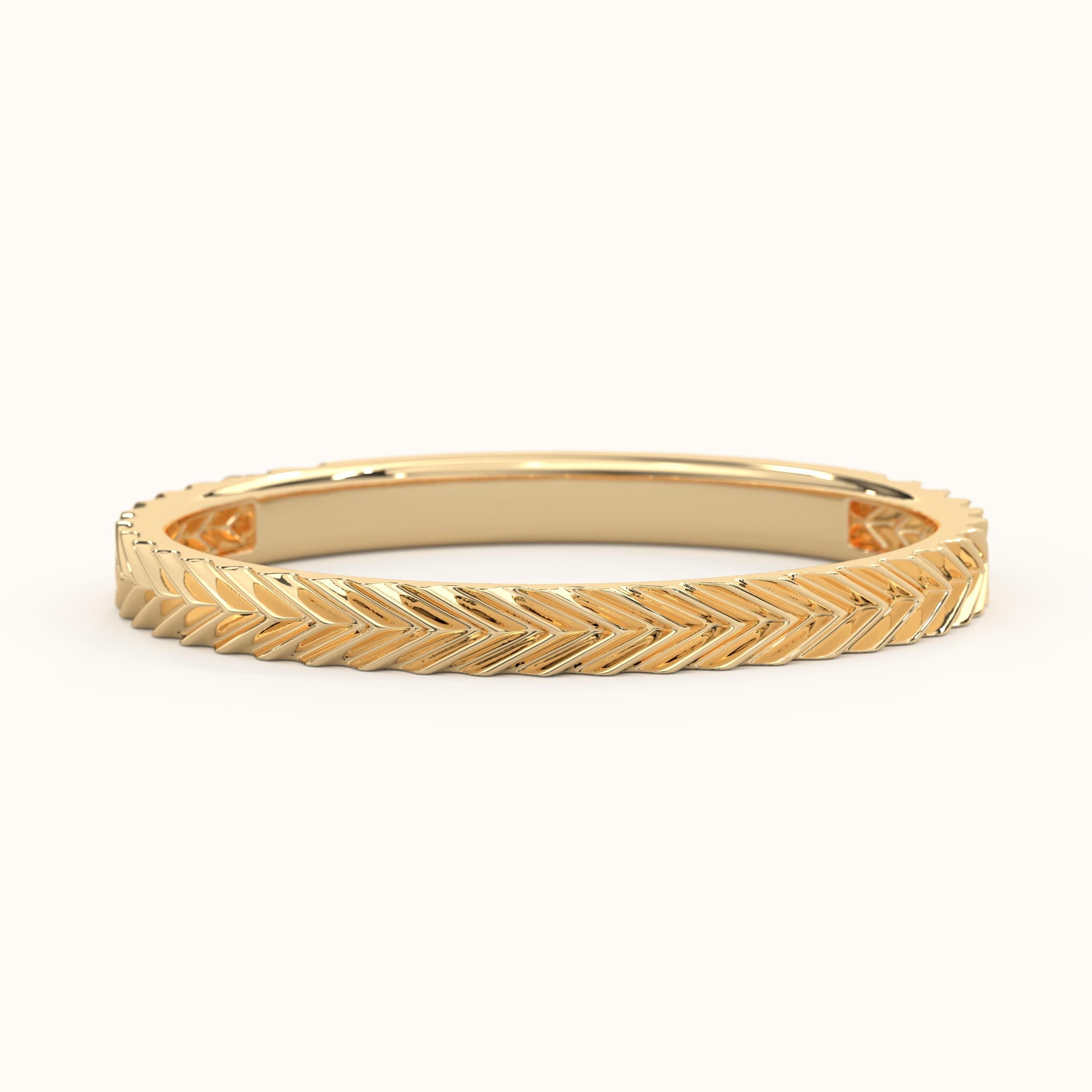 Solid Gold Herringbone Ring
