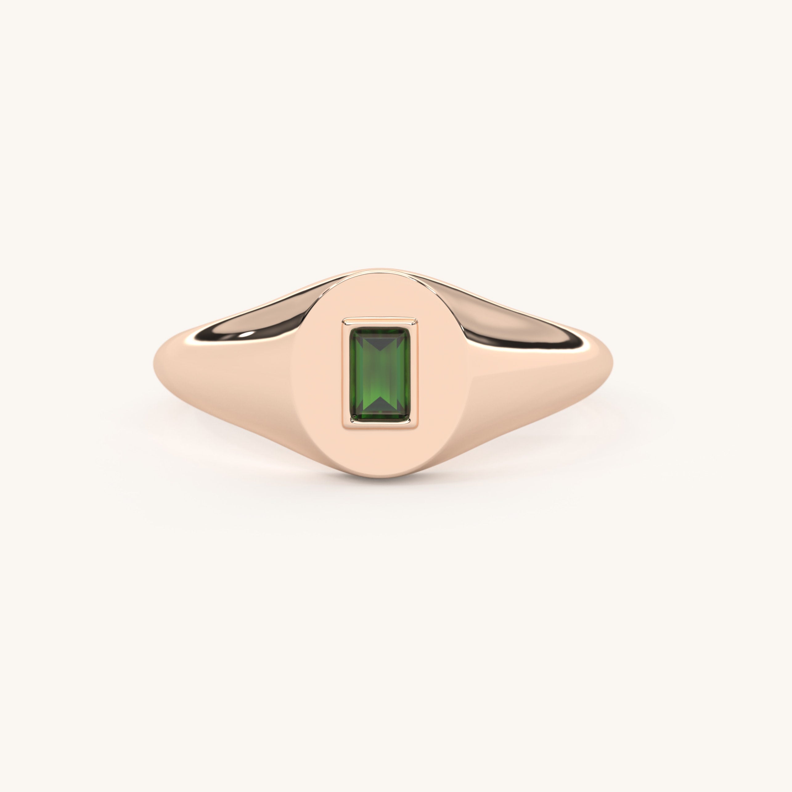 Emerald Signet Ring Solid Gold Classic Elegant