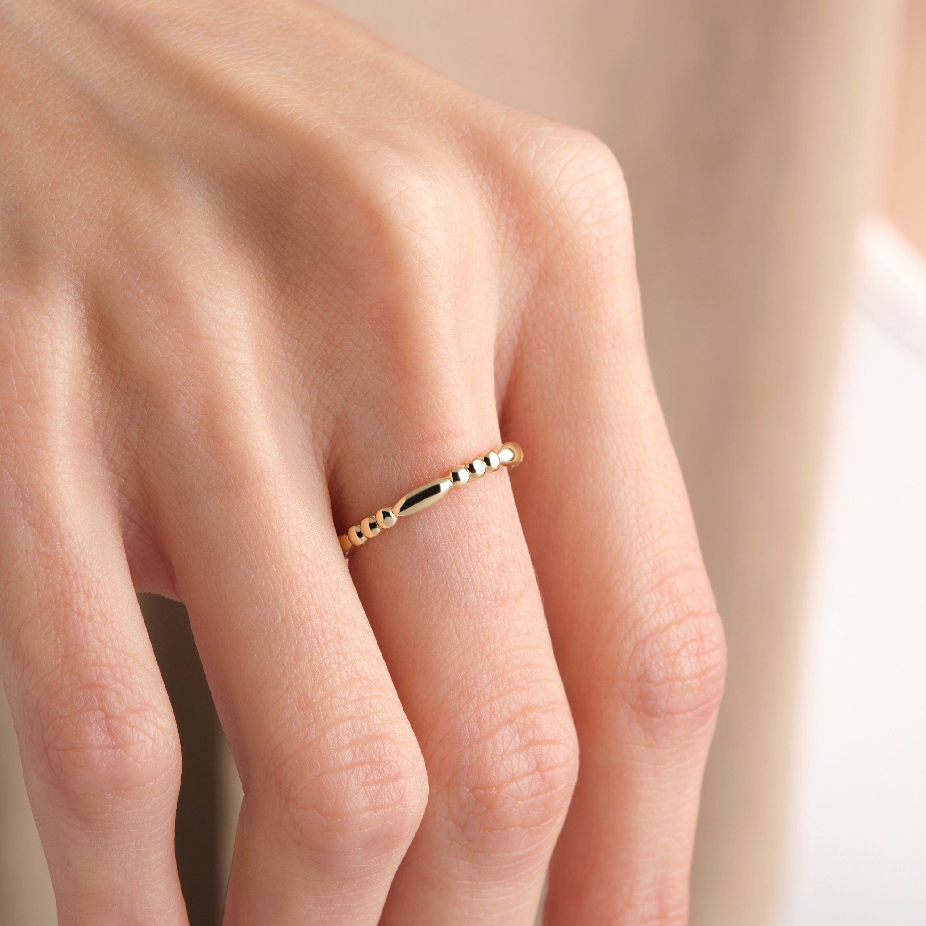 Solid Gold Marquise Wedding Ring