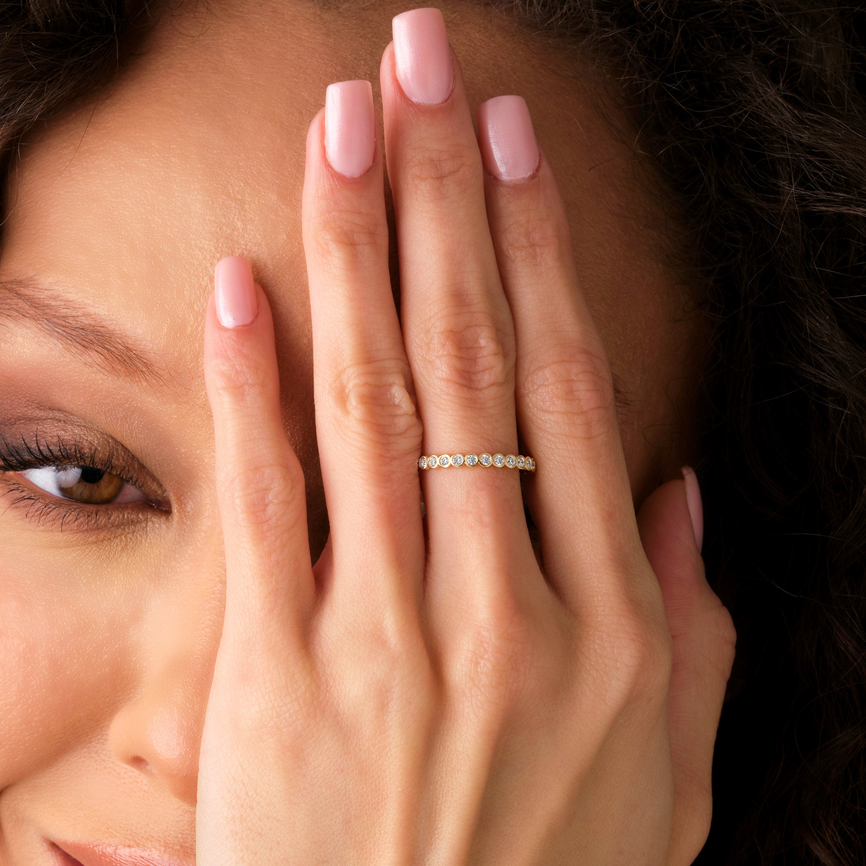 Half Eternity Ring Bezel Set Diamond Band