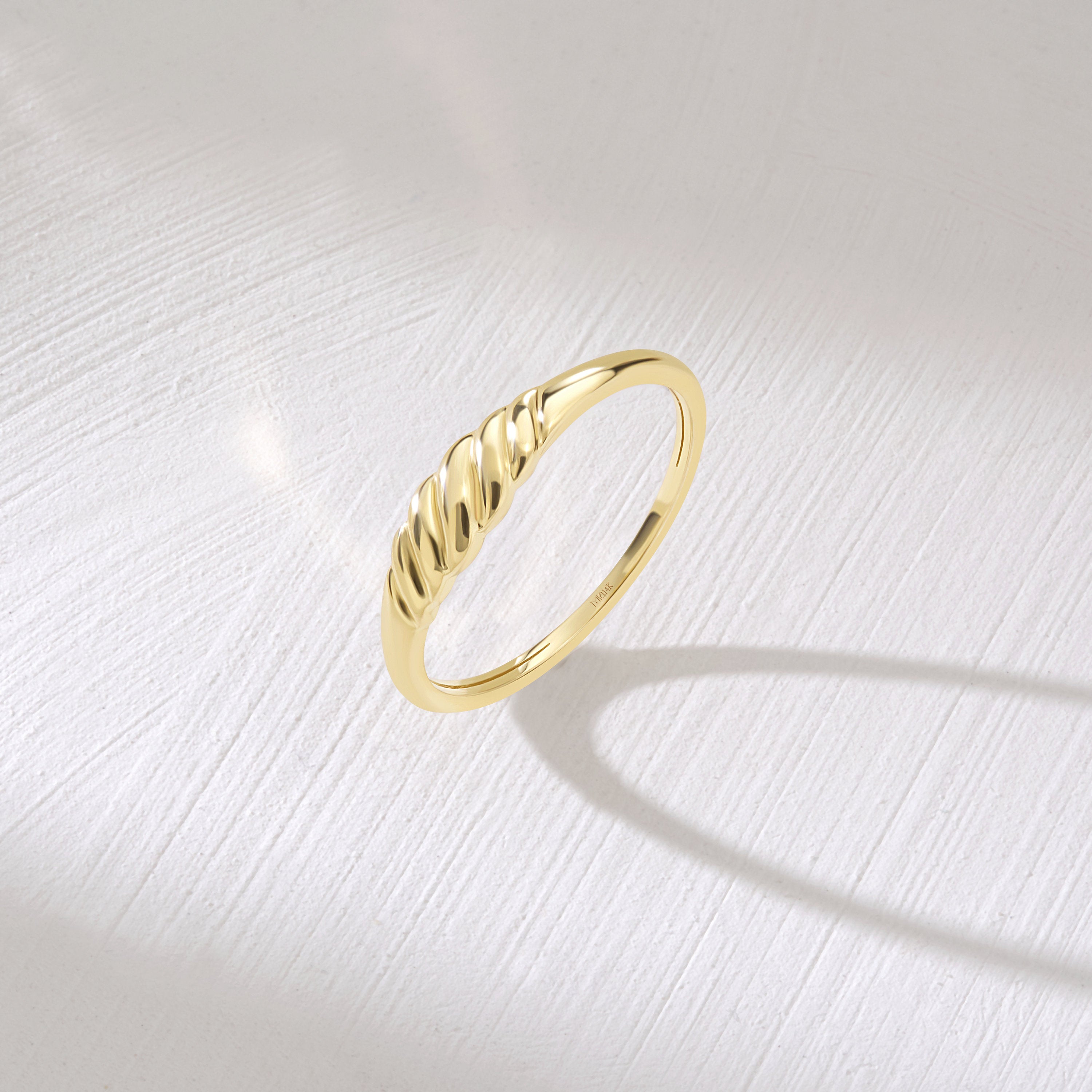 14k Gold Croissant Ring Unique Twist Band