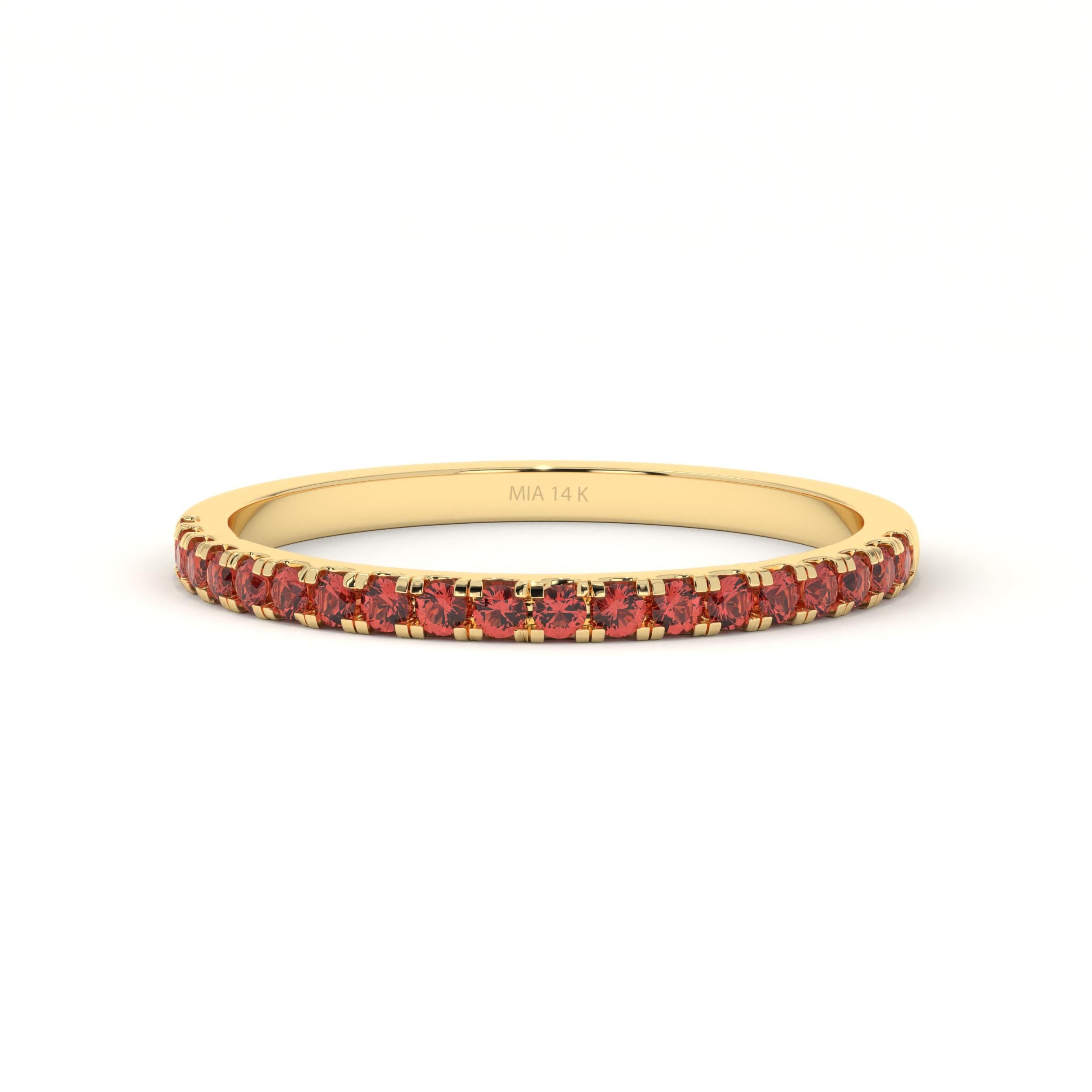 Gold Garnet Ring Solid Gold Birthstone Band