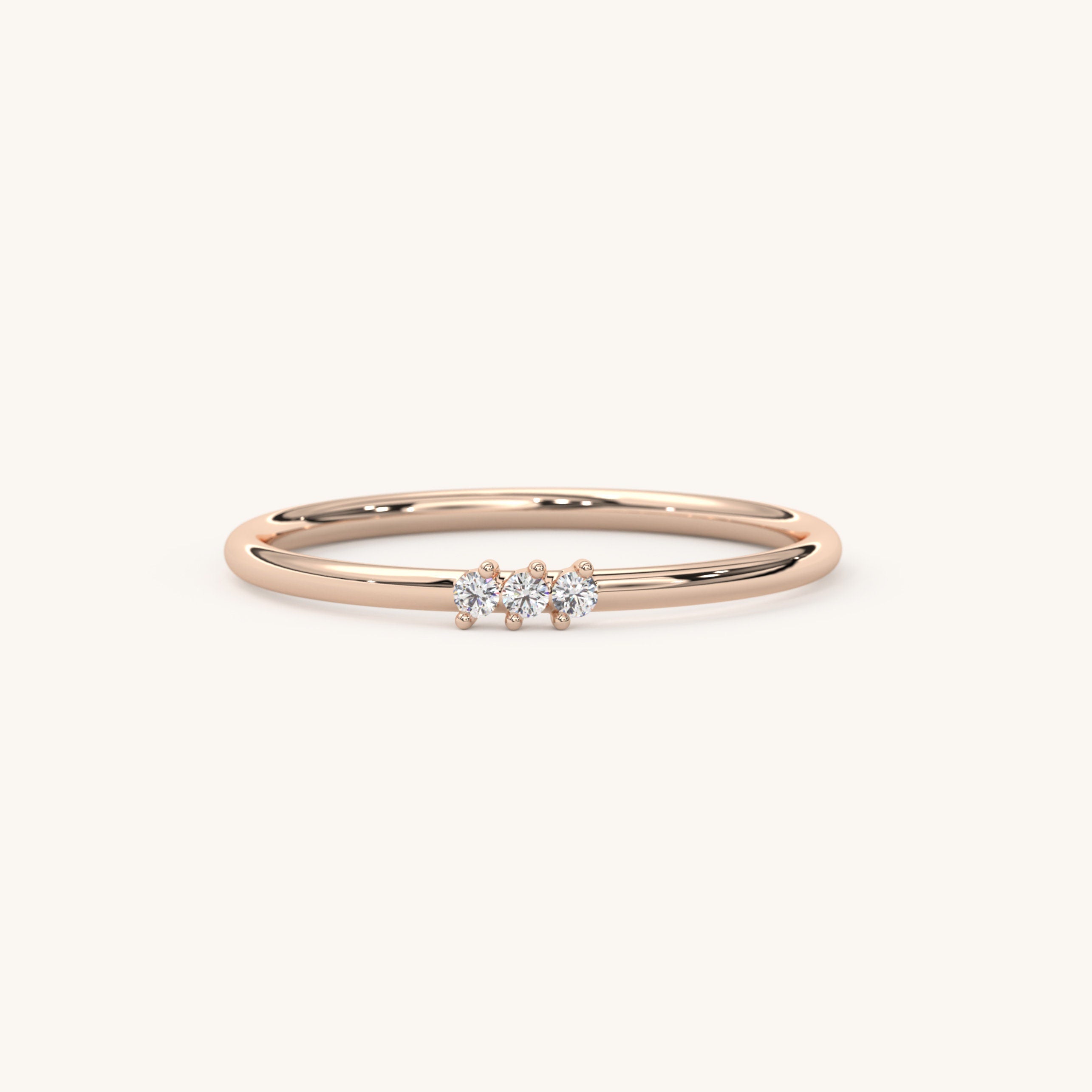 Solid Gold Three Stone Diamond Band