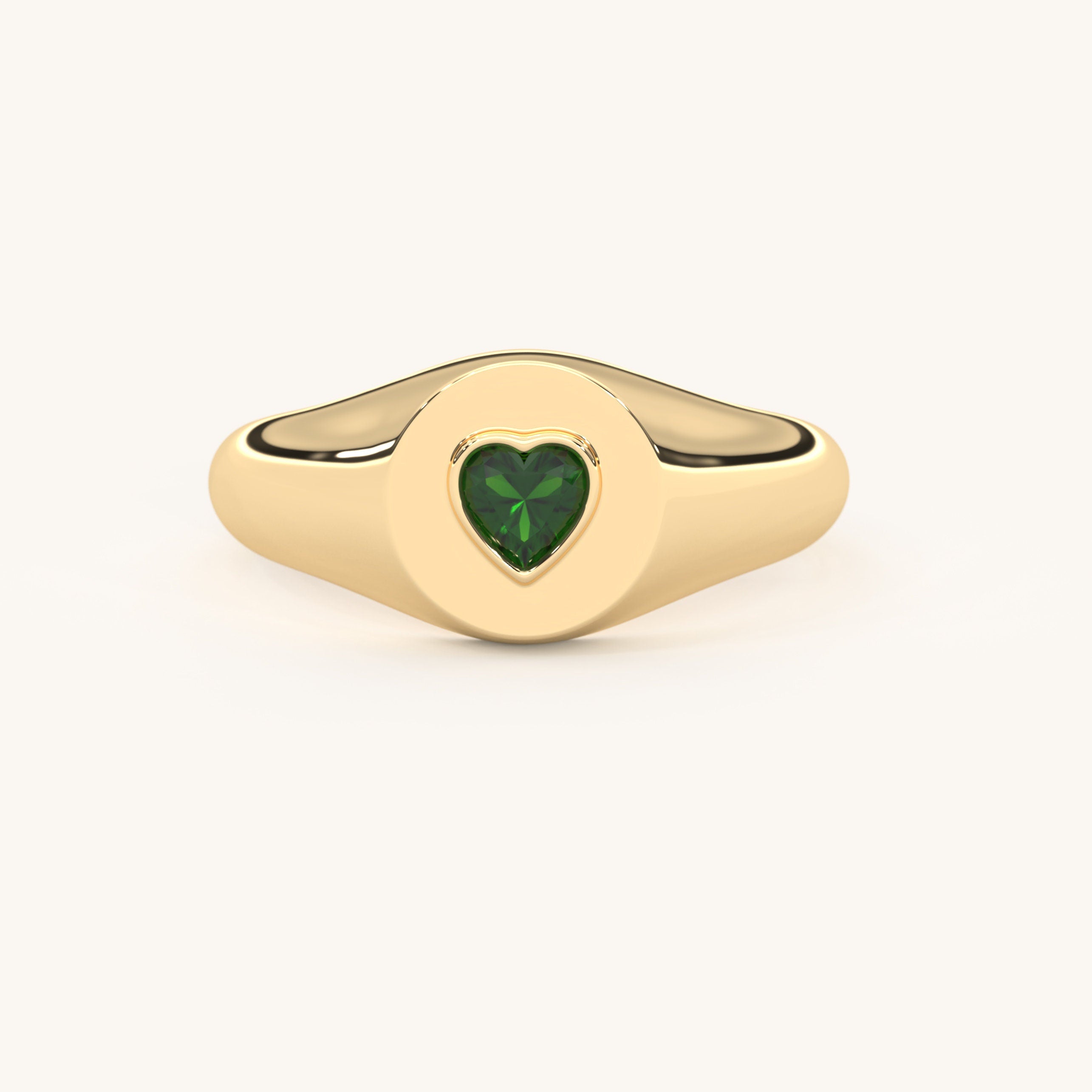 Solid Gold Heart Shaped Emerald Ring