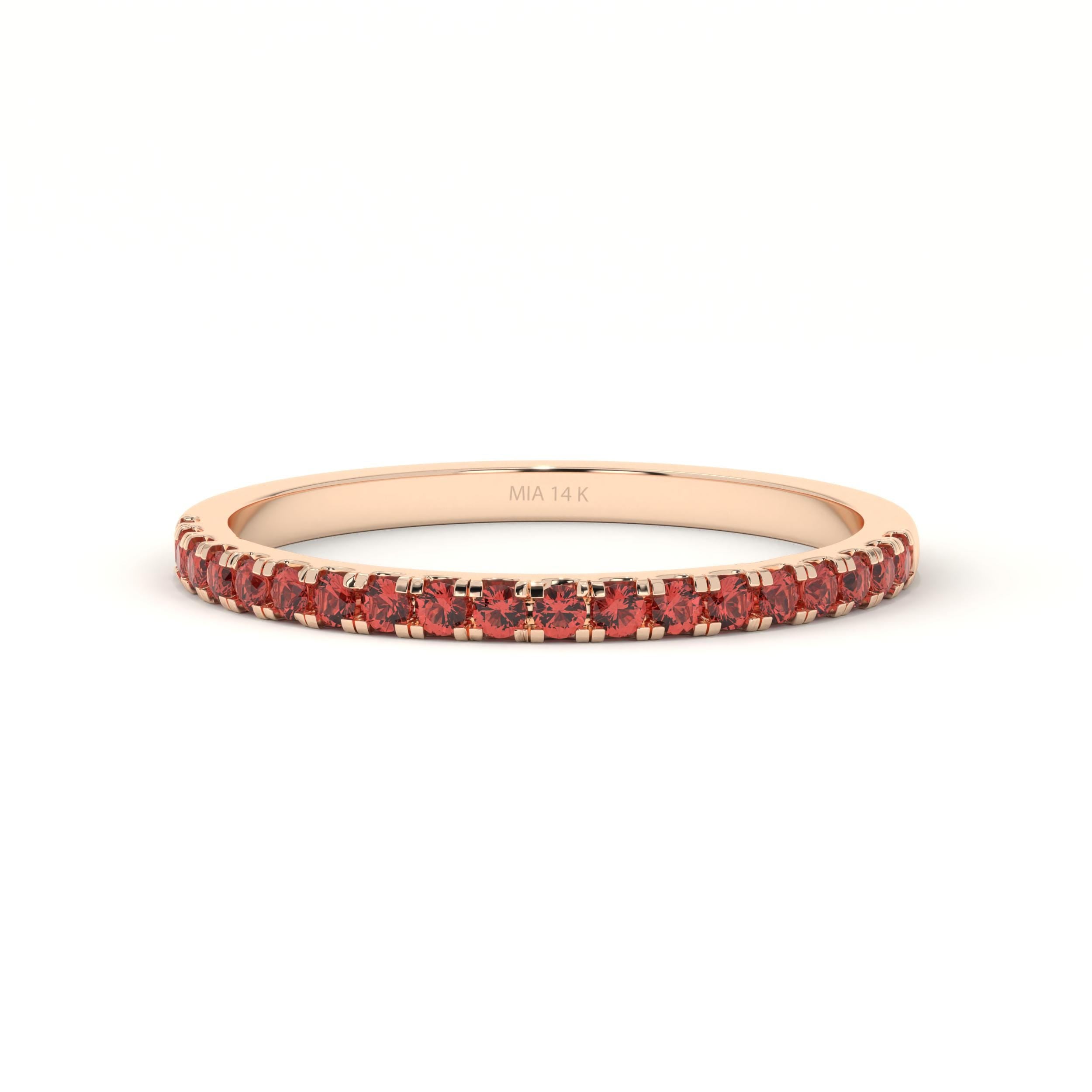 Gold Garnet Ring Solid Gold Birthstone Band