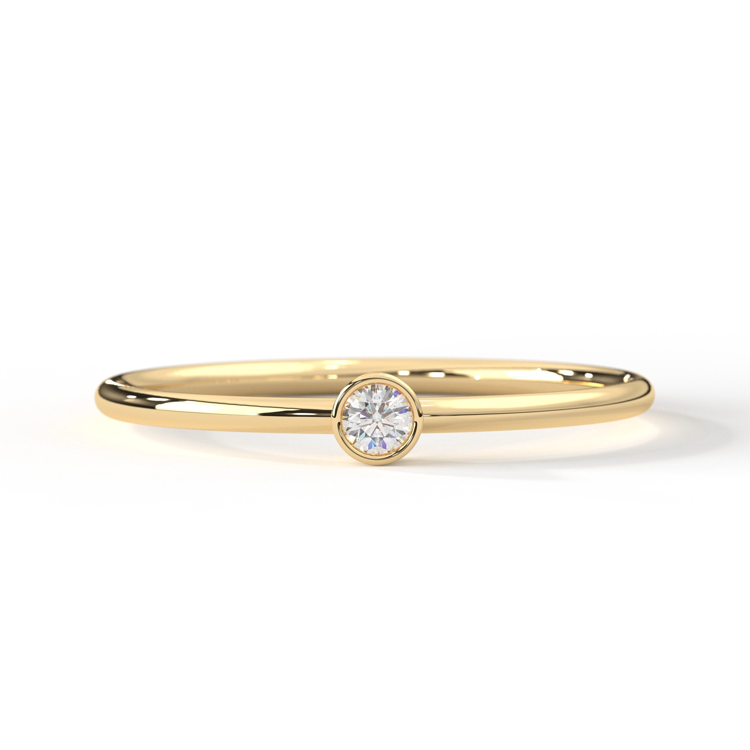 Gold Birthstone Ring Personalized Gemstone Solitaire Band